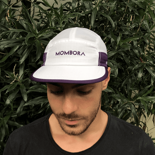 Boné Five Panel - Aba Reta - Branco e Roxo