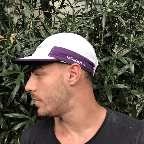 Boné Five Panel - Aba Reta - Branco e Roxo