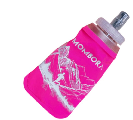 Garrafa de Silicone - Soft Flask - 300ml - Rosa - Estampa Montanha - Boca larga