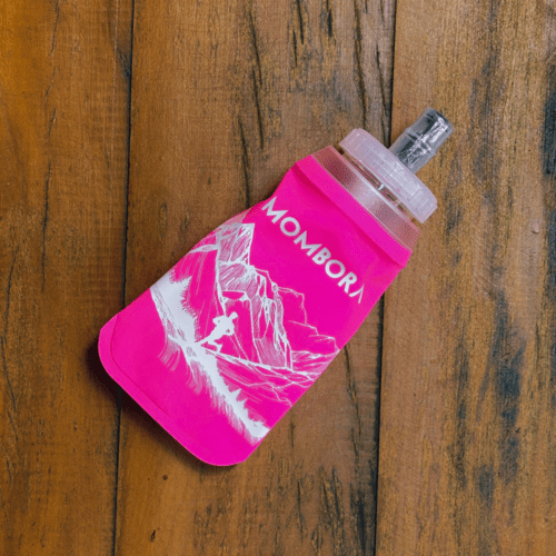 Garrafa de Silicone - Soft Flask - 300ml - Rosa - Estampa Montanha - Boca larga