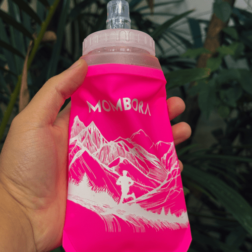 Garrafa de Silicone - Soft Flask - 300ml - Rosa - Estampa Montanha - Boca larga