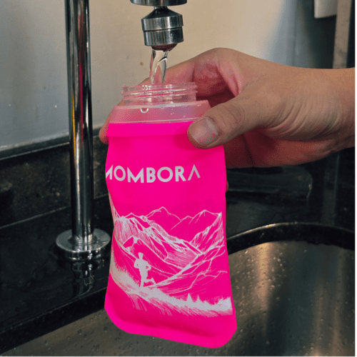Garrafa de Silicone - Soft Flask - 300ml - Rosa - Estampa Montanha - Boca larga