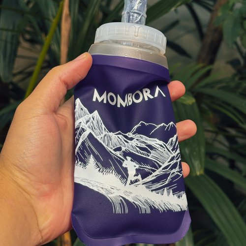Garrafa de Silicone - Soft Flask - 300ml - Roxa - Estampa Montanha - Boca larga