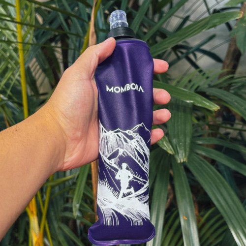 Garrafa de Silicone - Soft Flask - 350ml - Roxa - Estampa Montanha