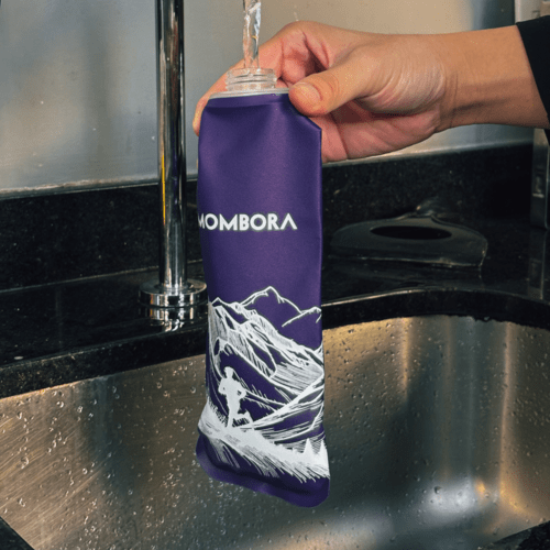 Garrafa de Silicone - Soft Flask - 500ml - Roxa - Estampa Montanha