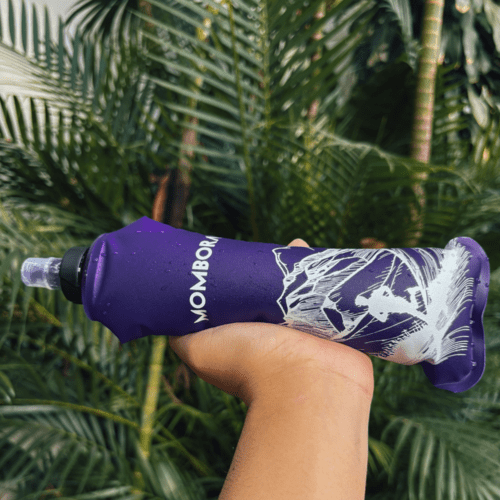 Garrafa de Silicone - Soft Flask - 500ml - Roxa - Estampa Montanha